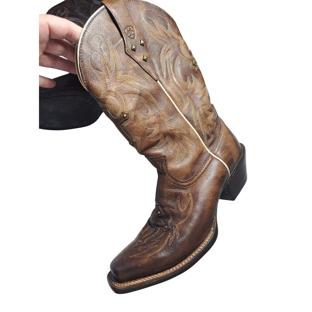 Ariat Womens Legend Spirit Western Brown Cowboy Boots 8.5M Square Toe Leather - Picture 2 of 12